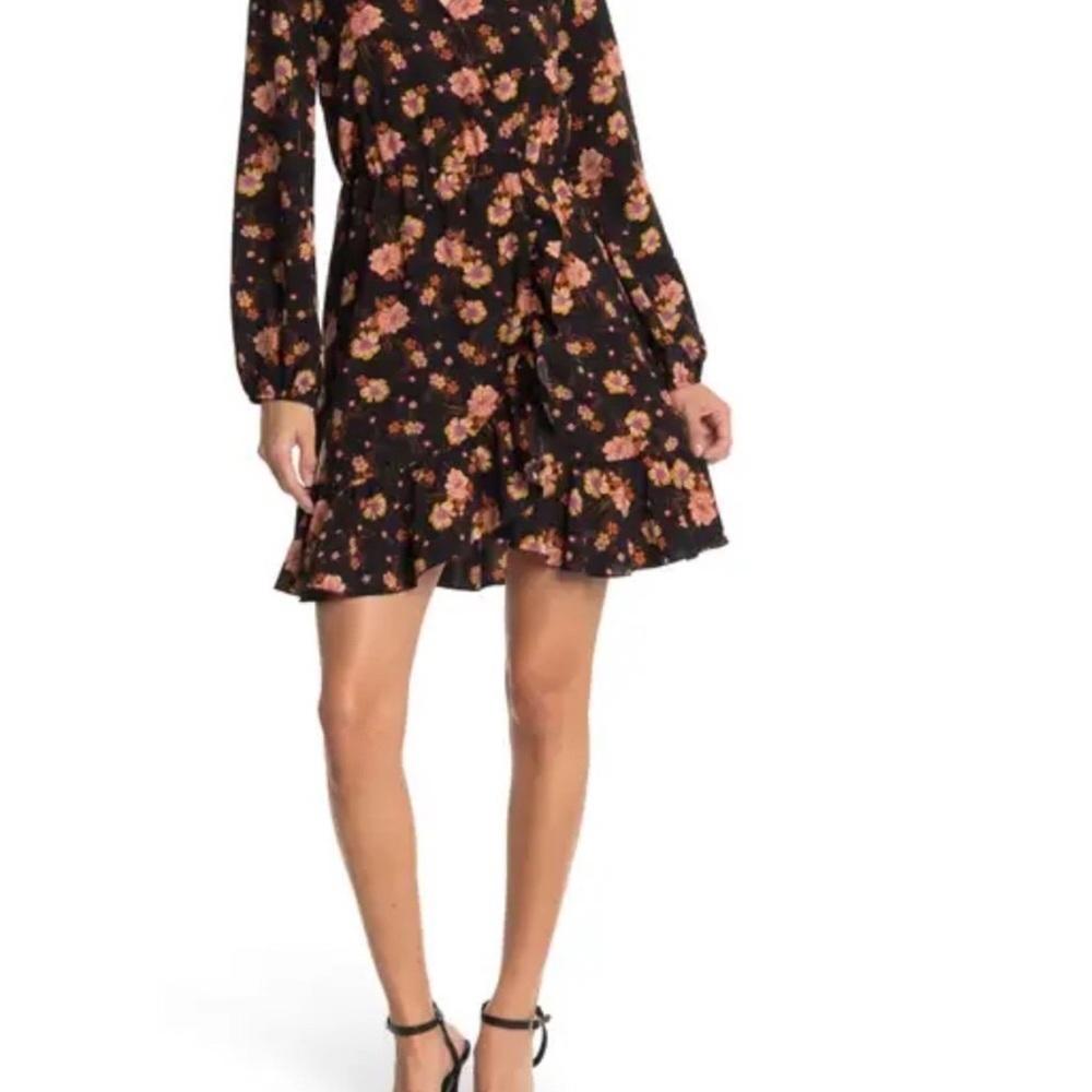 NEW Abound Nordstrom Long Sleeve Ruffle Hem women’s Wrap Dress size XXS 0 2